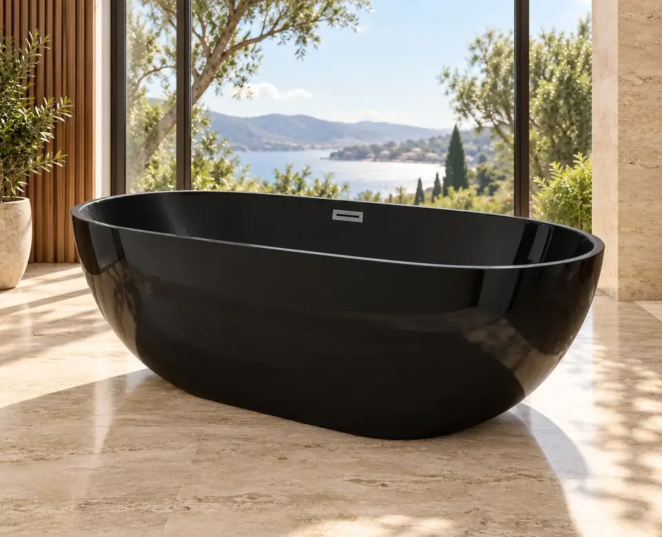 Lunera Siyah 180x77x60 cm Bağımsız Küvet