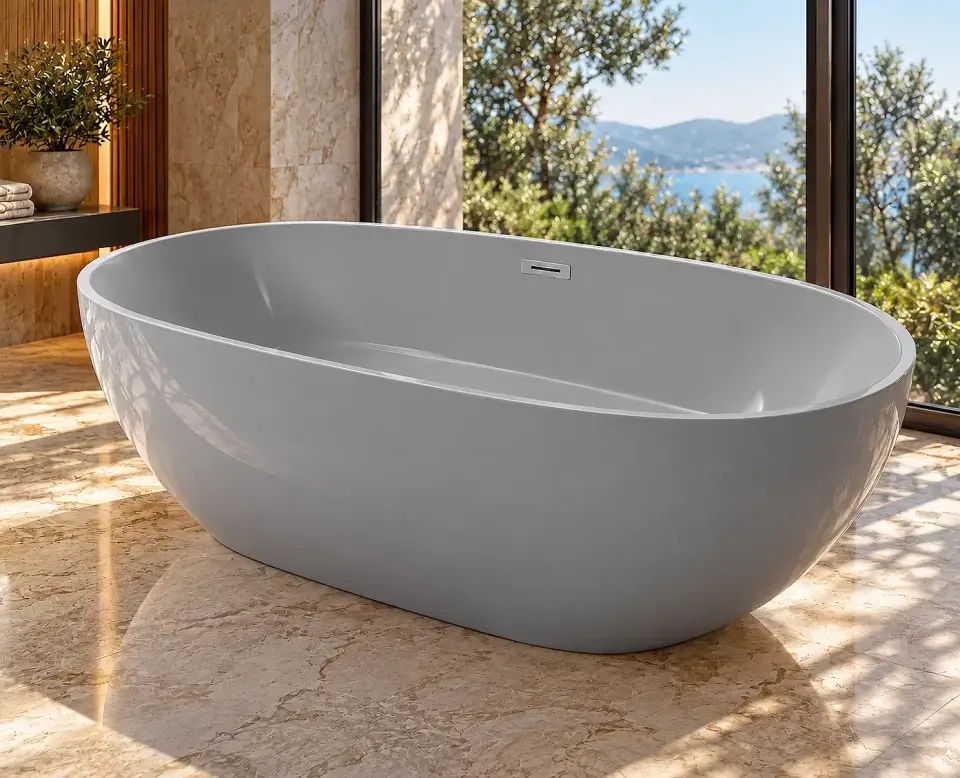 Lunera Gri 180x77x60 cm Bağımsız Küvet