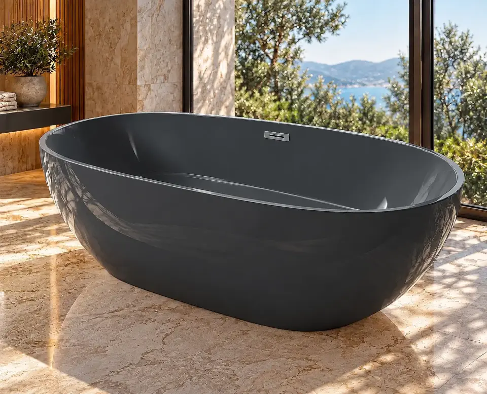 Lunera Antrasit 180x77x60 cm Bağımsız Küvet